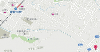 能登川駅から物件までの地図です。