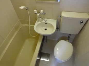 ユニットバスは小さ目ですがお掃除はラクチンです