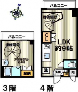 約３１平米　１ＬＤＫ　メゾネット