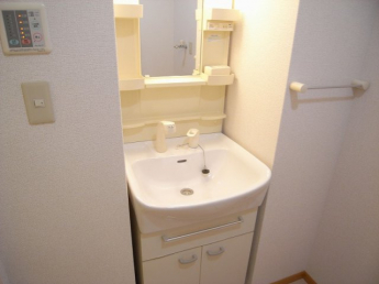 ゆったりとスペースのある洗面所