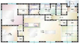 【建築プラン例】建物価格：２０２０万円　間取り：３ＬＤＫ　建