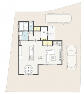 【土地図＋建物プラン例】