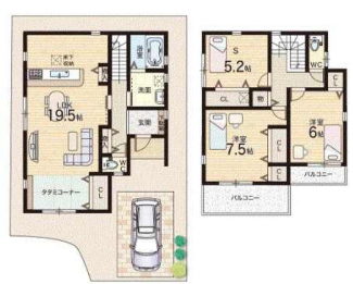 ３ＬＤＫ　間取り図＋畳コーナー３．５帖