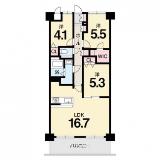 ３ＬＤＫ　ＬＤＫ１６．７　洋５．５　洋５．３　洋４．１