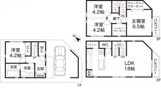 【土地図＋建物プラン例】