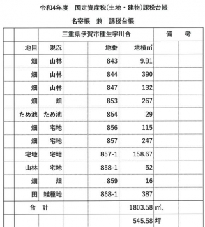 三重県伊賀市種生の売地の画像