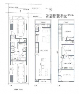 建物価格３，０００万円（税込）、木造３階建（小屋裏収納付き）