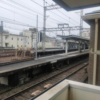 物件裏が河内長野駅ホームです。