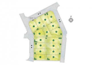 区画図。全１６邸の大型分譲地。