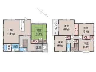 ゆったり暮らせる５ＬＤＫの建物は３８坪あります。