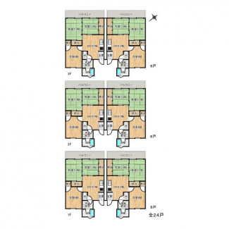 1ブロック間取り×4ブロック＝24戸
