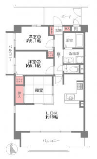 3LDK　専有面積66.06㎡　LDK16　