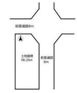 北東角地　前面道路幅　北・東共　８ｍで　陽当たり　通風　良好