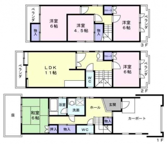 全居室に収納があり、大変使い勝手の良い広々５ＬＤＫです。南北