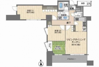 明るいお部屋で風通しの良い空間です