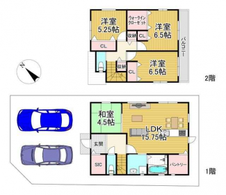 新築参考プラン図（延床９９．５６㎡）　建築のご相談クロワール