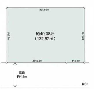 更地　整形地　建築条件なし売り土地　土地間口　広々訳１３．６