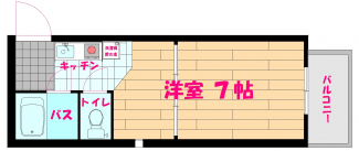 一人暮らしには十分な広さの間取りです。