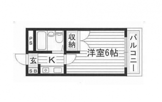 ※同等の他号室の間取りです。左右反転の部屋もあります。