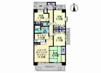 南東角部屋、４ＬＤＫです。