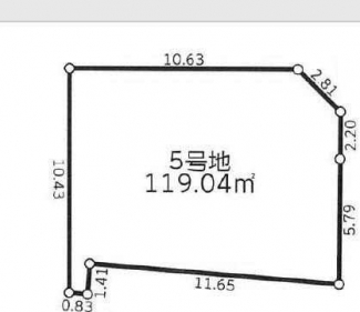 北東角地　本件５号地　更地　整形地　建築条件なし売り土地　本