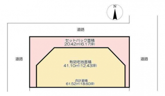 三方角地・土地価格２，４００万円・面積６１．５２㎡