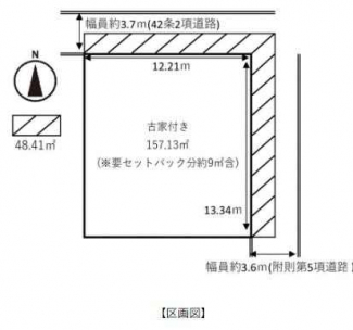 整形地　建築条件なし売り土地　古家あり