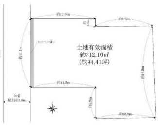 西向き　建築条件なし売り土地