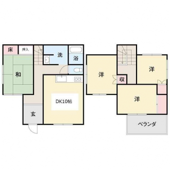 間取り図　４ＤＫ　ＤＫ１０・和６　洋間６Ｘ２・洋４．５