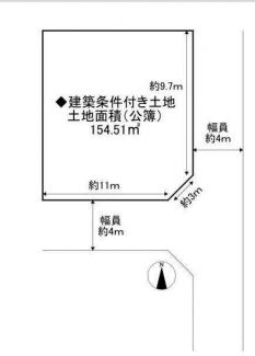 南東角地　更地　整形地　建築条件なし売り土地