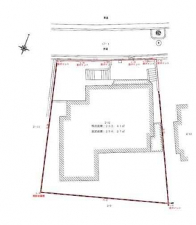 整形地　建築条件なし売り土地　古家あり　前面道路幅１２ｍ