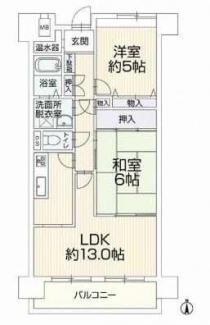 間取り図面　２ＬＤＫ　ＬＤＫ１３　和６　洋５