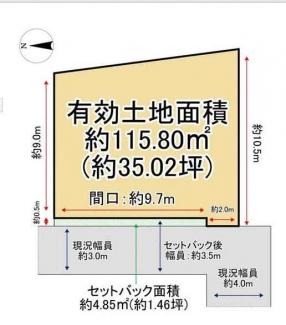 整形地　建築条件なし売り土地　古家あり