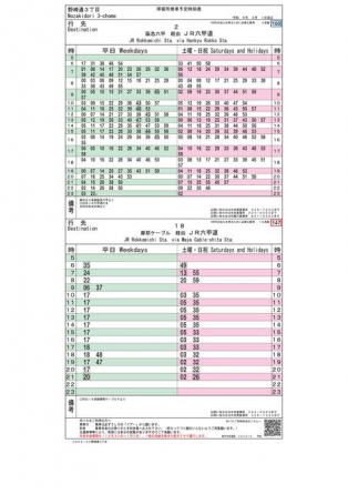 最寄りバス停時刻表（六甲方面行）