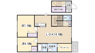 最上階（２階）の角部屋です