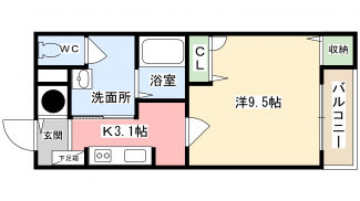 ゆったりとした洋室です。収納が２ヶ所あります