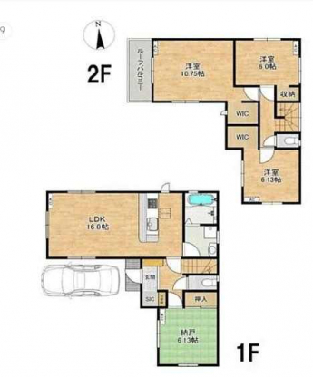 ４ＬＤＫ　１３．５帖　間取り図