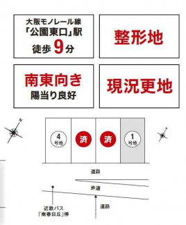 更地　整形地　南東向き　建築条件なし売り土地　４号地　価格２