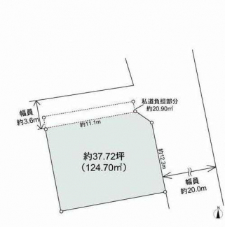 北東角地　更地　建築条件なし売り土地　事業用地