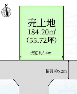 南向き　建築条件なし売り土地　古家あり