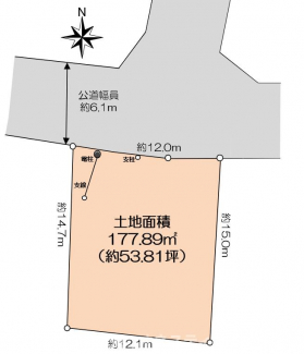 敷地面積177.89㎡
（約53.81坪）
閑静な住宅街です。