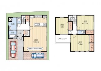 日之出東本町（大和高田市）瓦葺き、パワーボード仕様＋電動シャッター付の画像