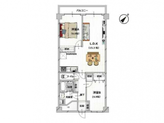 【リフォーム後の間取】床面積（壁芯）：６１．６０㎡（１８．６