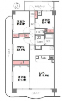 ４ＬＤＫ　間取り図