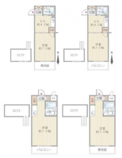 １ＤＫ×６戸、１Ｒ×１２戸