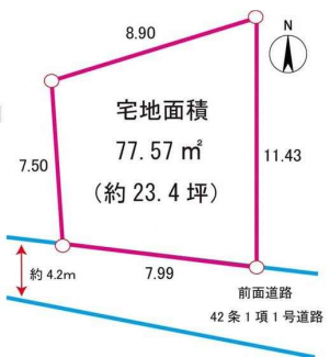 更地　南向き　建築条件なし売り土地