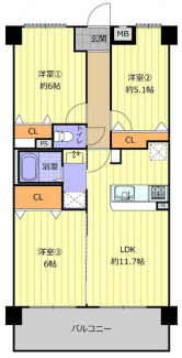 ３ＬＤＫで広々と生活できます