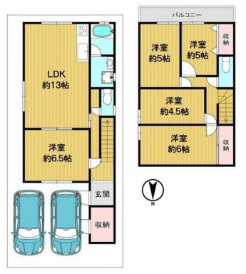 ２０１６年（平成２８年）１月建築で２階建の広々５ＬＤＫです。