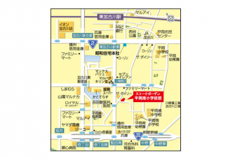 ストークガーデン平岡南小学校前までの現地案内図。