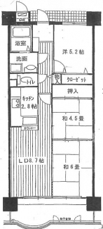 面積：５９．５２㎡　３ＬＤＫタイプ